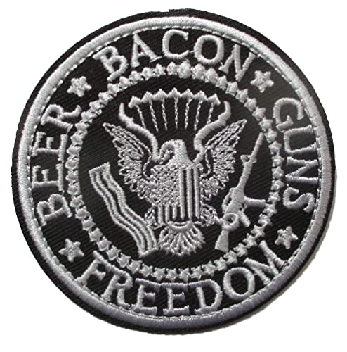 hotrodspirit - Aufnäher zum Aufbügeln, Motiv Beer Bacon Freedom Logo, 7,5 cm, zum Aufbügeln, Garage von hotrodspirit