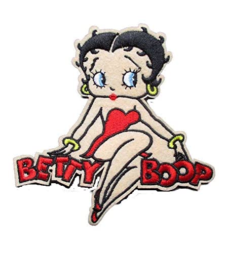 hotrodspirit Betty Boop Aufbügler mit Namen auf dem Namen sitzendes Kleid rot von hotrodspirit