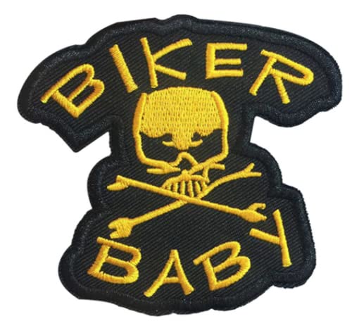 hotrodspirit - Biker-Patch, Baby, schwarz und gelb, 7,5 x 7,5 cm, Totenkopf, Pirat, zum Aufbügeln, Biker von hotrodspirit