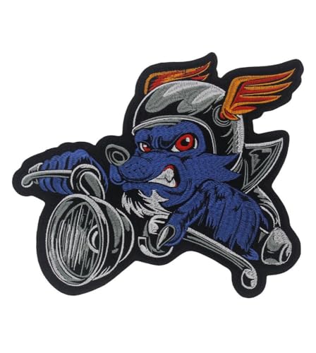 hotrodspirit - Großer Aufnäher Schwein blau Motorrad Rücken Jacke von hotrodspirit