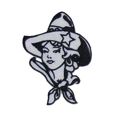 hotrodspirit – Patch Cow Girl mit Hut weiß Ecusson-Pinup Rockabilly von hotrodspirit