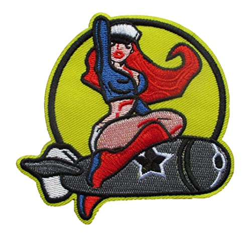 hotrodspirit - Patch Pin Up Sitz auf einer Bombe Luftfahrt Aufnäher Jacke von hotrodspirit