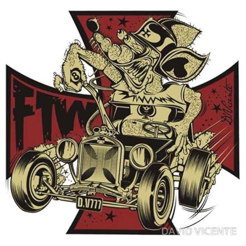 hotrodspirit - Sticker David Vicente FTW Rat Fink Malteserkreuz, selbstklebend von hotrodspirit