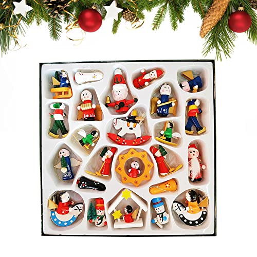 Weihnachten Adventskalender 2022,Weihnachten 24 Tage Adventskalender Ornament mit Holz - 2022 Adventskalender Weihnachten Countdown Dekorativ für Kinder Huiba von huiba