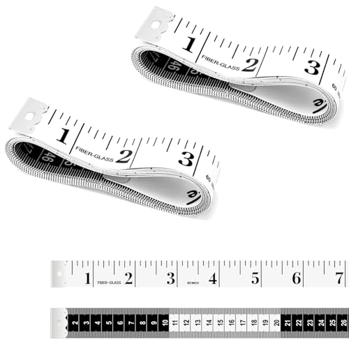 Doppelseitiges Maßband, doppelseitiges langlebiges Maßband für Körper- und Taillenmaß, weißes Näh-/Schneiderband, langlebiges, flexibles Glasfasermaterial, 150 cm (weiß), 2 Stück von huipinghu