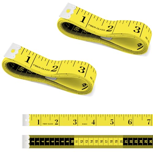 Doppelseitiges Maßband, doppelseitiges langlebiges Maßband für Körper- und Taillenmaß, weißes Näh-/Schneiderband, strapazierfähiges, flexibles Glasfasermaterial, 150 cm (Gelb) von huipinghu