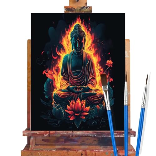 Malen Nach Zahlen Erwachsene Buddha,Lotusblume Malen Nach Zahlen DIY set Handgemalt Ölgemälde,Mit Pinseln und Acrylfarbe,Bastelset Erwachsene Frauen für Geschenke und Home Wand Dekoration 30x40cm B81 von huuyaofaa