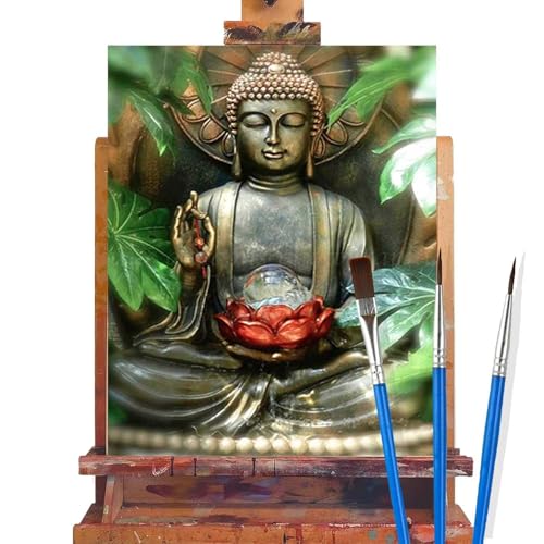 Malen Nach Zahlen Erwachsene Buddha,Lotusblume Malen Nach Zahlen DIY set Handgemalt Ölgemälde,Mit Pinseln und Acrylfarbe,Bastelset Erwachsene Frauen für Geschenke und Home Wand Dekoration 30x40cm B80 von huuyaofaa