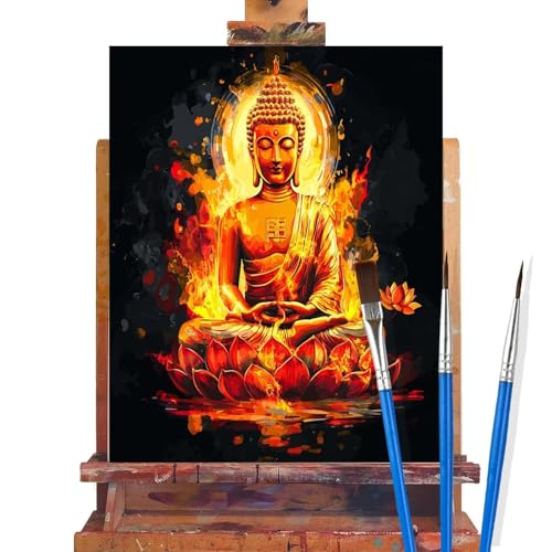 Malen Nach Zahlen Erwachsene Buddha,Zen Malen Nach Zahlen DIY set Handgemalt Ölgemälde,Mit Pinseln und Acrylfarbe,Bastelset Erwachsene Frauen für Geschenke und Home Wand Dekor (Rahmenlos,30x40cm) B77 von huuyaofaa