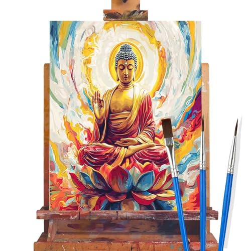 Malen Nach Zahlen Erwachsene Buddha,heilig Malen Nach Zahlen DIY set Handgemalt Ölgemälde,Mit Pinseln und Acrylfarbe,Bastelset Erwachsene Frauen für Geschenke und Home Wand Dekoration (30x40cm) B82 von huuyaofaa