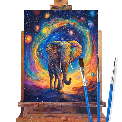 Malen Nach Zahlen Erwachsene Elefant,Sternenhimmel Malen Nach Zahlen DIY set Handgemalt Ölgemälde,Mit Pinseln und Acrylfarbe,Bastelset Erwachsene Frauen für Geschenke und Home Wand Dekor 30x40cm B2 von huuyaofaa