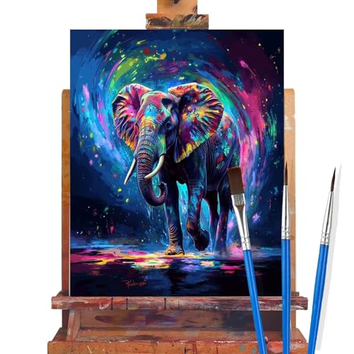 Malen Nach Zahlen Erwachsene Elefant,Tier Malen Nach Zahlen DIY set Handgemalt Ölgemälde,Mit Pinseln und Acrylfarbe,Bastelset Erwachsene Frauen für Geschenke und Home Wand Dekor (Rahmenlos,60x90cm) B1 von huuyaofaa