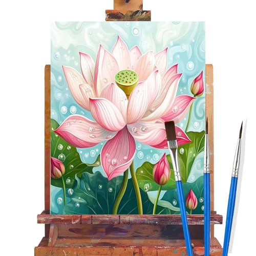 Malen Nach Zahlen Erwachsene Lotus,Teich Malen Nach Zahlen DIY set Handgemalt Ölgemälde,Mit Pinseln und Acrylfarbe,Bastelset Erwachsene Frauen für Geschenke und Home Wand Dekoration (80x100cm) C47 von huuyaofaa