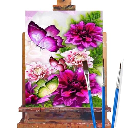 Malen Nach Zahlen Erwachsene Schmetterling,Blume Malen Nach Zahlen DIY set Handgemalt Ölgemälde,Mit Pinseln und Acrylfarbe,Bastelset Erwachsene Frauen für Geschenke und Home Wand Dekor 40x50cm C69 von huuyaofaa