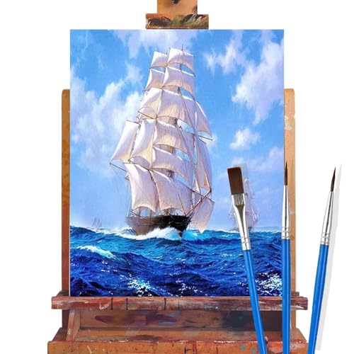 Malen Nach Zahlen Erwachsene Segelboot,Meer Malen Nach Zahlen DIY set Handgemalt Ölgemälde,Mit Pinseln und Acrylfarbe,Bastelset Erwachsene Frauen für Geschenke und Home Wand Dekoration (50x60cm) B42 von huuyaofaa