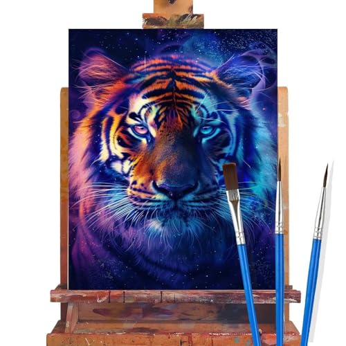 Malen Nach Zahlen Erwachsene Tier,Tiger Malen Nach Zahlen DIY set Handgemalt Ölgemälde,Mit Pinseln und Acrylfarbe,Bastelset Erwachsene Frauen für Geschenke und Home Wand Dekor (Rahmenlos,30x40cm) B31 von huuyaofaa