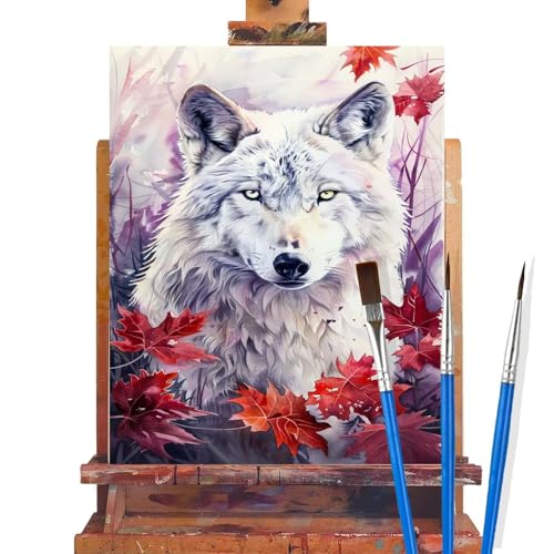 Malen Nach Zahlen Erwachsene Tier,Wolf Malen Nach Zahlen DIY set Handgemalt Ölgemälde,Mit Pinseln und Acrylfarbe,Bastelset Erwachsene Frauen für Geschenke und Home Wand Dekor (Rahmenlos,30x40cm) B29 von huuyaofaa