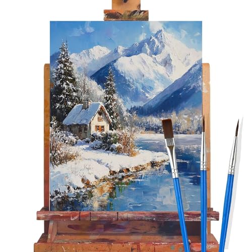 Malen Nach Zahlen Erwachsene Winter,Schneeberg Malen Nach Zahlen DIY set Handgemalt Ölgemälde,Mit Pinseln und Acrylfarbe,Bastelset Erwachsene Frauen für Geschenke und Home Wand Dekoration 30x40cm B24 von huuyaofaa