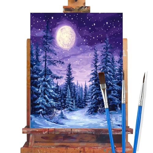 Malen Nach Zahlen Erwachsene Winter,Wald Malen Nach Zahlen DIY set Handgemalt Ölgemälde,Mit Pinseln und Acrylfarbe,Bastelset Erwachsene Frauen für Geschenke und Home Wand Dekor (Rahmenlos,30x40cm) B18 von huuyaofaa