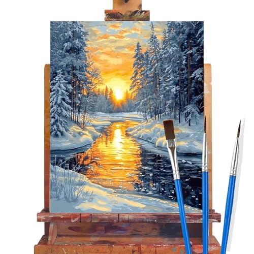 Malen Nach Zahlen Erwachsene Winter,Wald Malen Nach Zahlen DIY set Handgemalt Ölgemälde,Mit Pinseln und Acrylfarbe,Bastelset Erwachsene Frauen für Geschenke und Home Wand Dekor (Rahmenlos,30x40cm) B21 von huuyaofaa