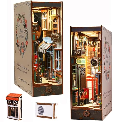 DIY Book Nook Kits für Erwachsene, DIY Miniatur-Puppenhaus-Kits mit LED-Licht, 3D-Holzpuzzle, Buchecke, Modellbausätze für Erwachsene zum Bauen von Geschenken von hvmabeck