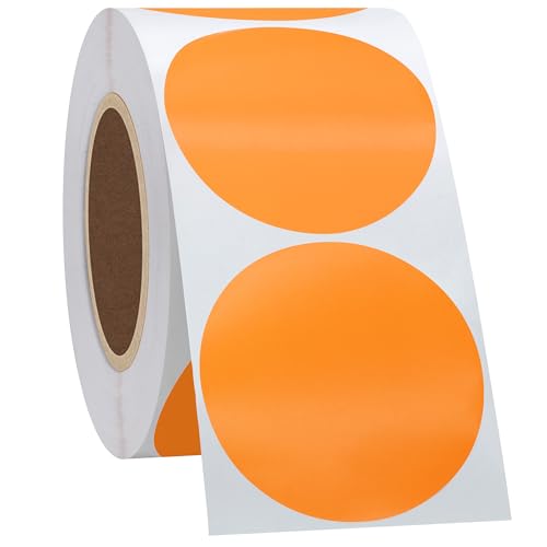 Hycodest 5,1 cm Kreis-Thermo-Aufkleber-Etiketten, Mehrzweck-Etiketten, selbstklebend, rund, Thermodirekt-Etiketten für Etiketten, Drucker, 750 Etiketten (orange) von hycodest