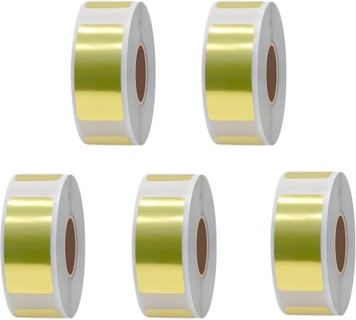 Hycodest 5 Rollen Etikettiergerät, 12 x 30 mm, selbstklebende Thermoetiketten, Thermoetikettenband für Etikettiermaschine P12, 200 Stück/Rolle Gold von hycodest