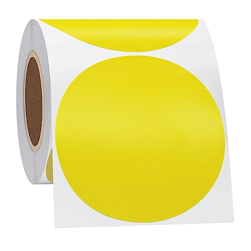 Hycodest Kreis Thermo Aufkleber Etiketten, Mehrzweck Selbstklebend Runde Direkt Thermoetiketten für Etiketten Drucker 350 Etiketten (Yellow, 76mm) von hycodest