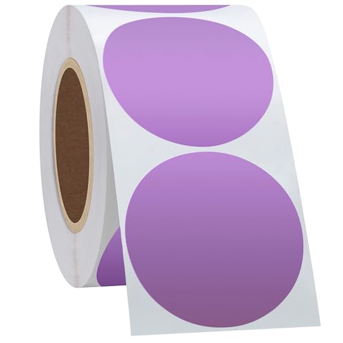 Hycodest Kreis Thermo Aufkleber Etiketten, Mehrzweck Selbstklebend Runde Direkt Thermoetiketten für Etiketten Drucker 350 Etiketten (Purple, 76mm) von hycodest