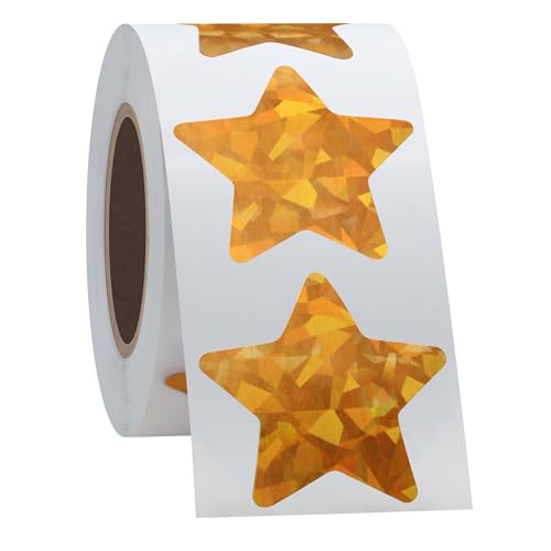 Hycodest Star Metallic Aufkleber Selbstklebende Stern Belohnung Aufkleber für Schulkinder (Holographic gold, 3.8cm) von hycodest