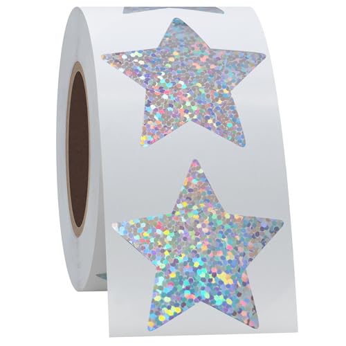 Hycodest Star Metallic Aufkleber Selbstklebende Stern Belohnung Aufkleber für Schulkinder (Holographic silver, 3.8cm) von hycodest