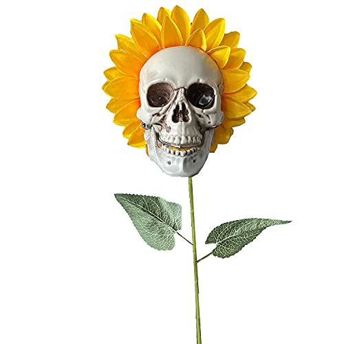 hzexun Halloween Dekorationen Totenkopf Realistische und interessante Sonnenblumen Totenkopf Halloween Dekorationen im Freien Rasen Terrasse Garten (Full Face Skull) von hzexun