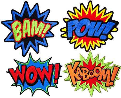 i-Patch - Patches - 0070 - Set - Wow - Bam - Kaboom - Pow - Stickerei - Applikation - Aufnäher - Sticker - Badge - Flicken - DIY - Emoji - Aufbügler - Bügelbild - iron-on - Embleme - Retro von i-Patch