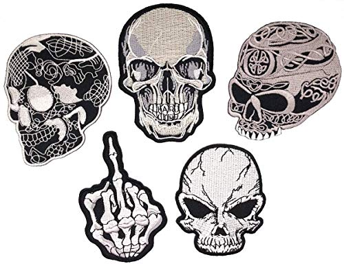 i-Patch- Patches - 0092 - Totenkopf - Schwarz - Live Free - Acht - Würfel - Flicken - Aufnäher - Sticker - Badges - Bügelbild - Aufbügler - Iron-on - Applikation - zum aufbügeln - Skelett - Skull von i-Patch