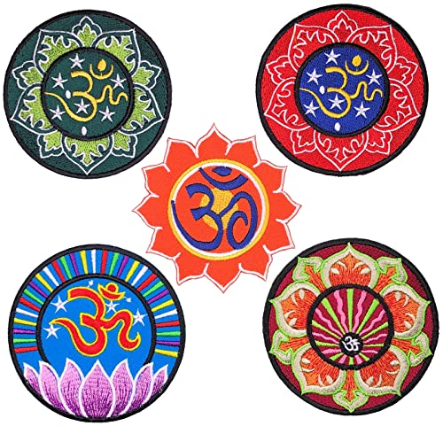 i-Patch - Patches - 0290 - Applikationen - Stickerei - OM - Symbol - Shanti - Lotus - Hindu - Buddha - Yogi Yoga - Liebe - Frieden - Herz - zum Aufbügeln - Aufnäher - Aufbügler - Flicken - Bügelbild von i-Patch