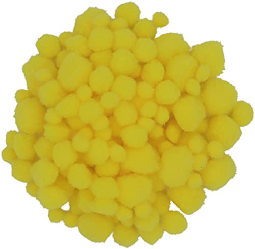 i-mondi®️ 100 Pompons gelb 10, 12, 18, 20 mm zum basteln Pom-Pom-Bälle weicher Kugel-Bastelspaß für kleine und große Künstler von i-mondi