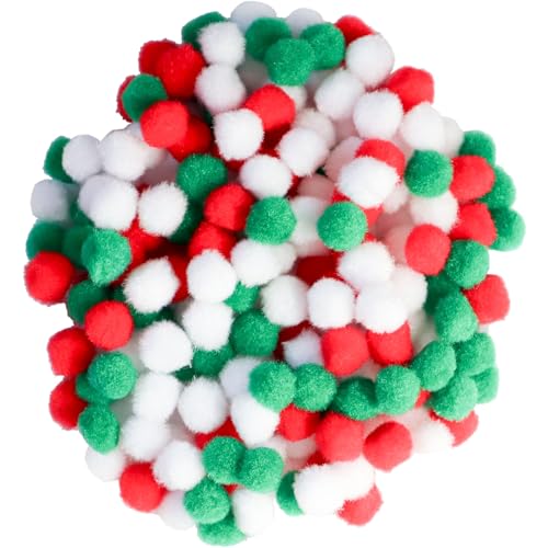 i-mondi® 200 pompons zum basteln bunt 10mm klein pom pom bunt (092 weiss-grün-rot) von i-mondi