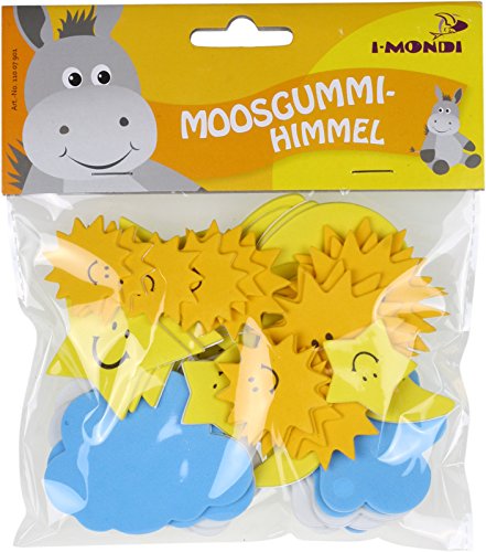 i-mondi® Moosgummi Sterne, Mond, Wolken & Sonne sortiert, 60 Stück, Größen: 40, 50 mm, selbstklebend von i-mondi