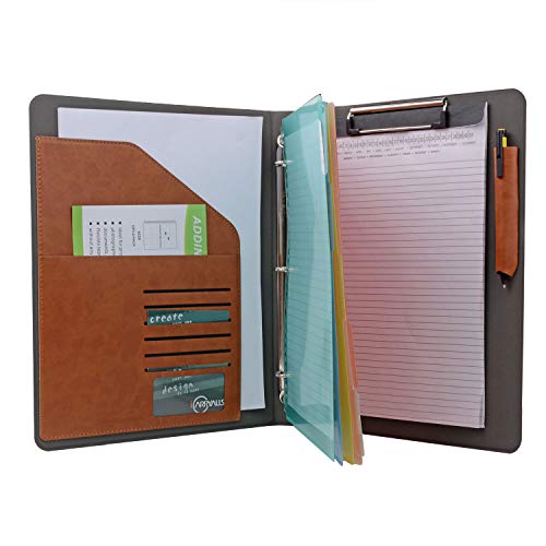 Ordner Portfolio Organizer mit farbigen Aktenordnern, Business und Interview Padfolio mit 3 Ringen, Klemmbrett von iCarryAlls