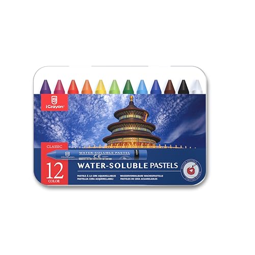 Wasserlösliche Pastellkreiden, Aquarell-Pastellkreiden, Künstler-Set mit Spitzer, Palette und Pinsel für lebendige Kunstkreationen (klassisch) von iCrayon