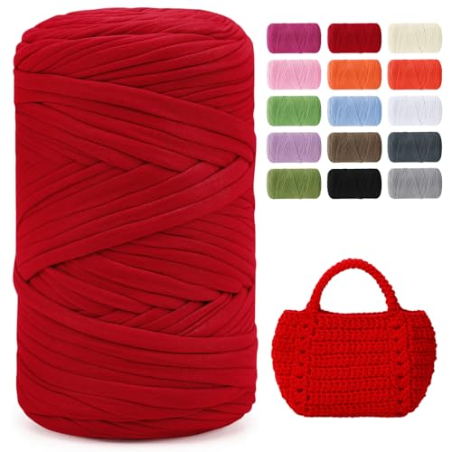 iEGrow 400 g T-Shirt Garn, Häkelgarn, Textilgarn für gehäkelte Körbe, geeignet für Handtasche, Taschen, Teppiche, Heimdekoration, DIY-Kunsthandwerk, Chunky Yarn für Anfänger Rot iEGrow 400 g T-Shirt Garn, Häkelgarn, Textilgarn für gehäkelte Körbe, geeignet für Handtasche, Taschen, Teppiche, Heimdekoration, DIY-Kunsthandwerk, Chunky Yarn für Anfänger Rot von iEGrow