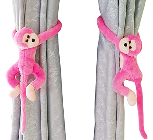 1 Paar niedlichste Affe Vorhang-Raffhalter Set weicher Plüsch Tier Vorhang Halter Clips Haken Kinder Kinderzimmer Schlafzimmer Deko Fenster Vorhang Raffhalter Baby Dschungel Schlafzimmer Zubehör von iEasey