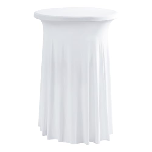 iEventStar Cocktail-Tischdecke Spandex Stretch universell hohe Oberseite Cocktail-Tischrock Party Hochzeit Bankett Tisch (Weiß, 80 x 110 cm) von iEventStar