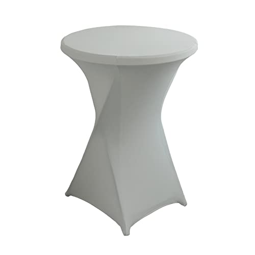 iEventStar Stretch Stehtisch Hussen Spandex Stehtischhussen Bartische Hochzeit Erstärkung im Fußbereich Rund Tischdecke für Bistrotisch Cocktail-Party (Hellgrau, 1er Set - Ø 80-85 cm) von iEventStar