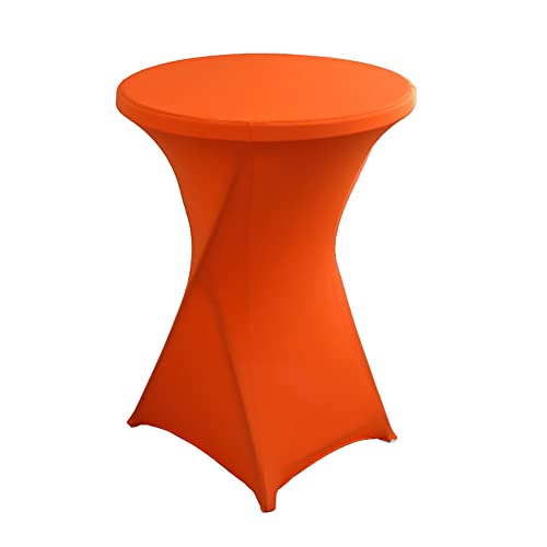 iEventStar Stretch Stehtisch Hussen Spandex Stehtischhussen Bartische Hochzeit Erstärkung im Fußbereich Rund Tischdecke für Bistrotisch Cocktail-Party (Orange, 1er Set - Ø 80-85 cm) von iEventStar