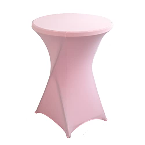 iEventStar Stretch Stehtisch Hussen Spandex Stehtischhussen Bartische Hochzeit Erstärkung im Fußbereich Rund Tischdecke für Bistrotisch Cocktail-Party (Rosa, 1er Set - Ø 60-65 cm) von iEventStar