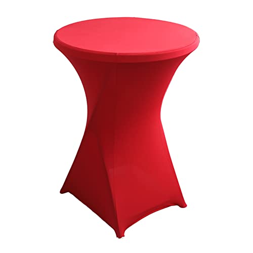 iEventStar Stretch Stehtisch Hussen Spandex Stehtischhussen Bartische Hochzeit Erstärkung im Fußbereich Rund Tischdecke für Bistrotisch Cocktail-Party (Rot, 1er Set - Ø 60-65 cm) von iEventStar