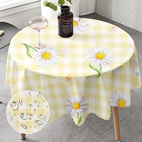 iEvery Herbst Tischdecke Rund 150 cm Floral Landhausstil Tischdecke für Draußen Polyester Outdoor Abwaschbar Wetterfest Gartentischdecke für Küche Garten Gartentisch Esstisch Couchtisch Party von iEvery