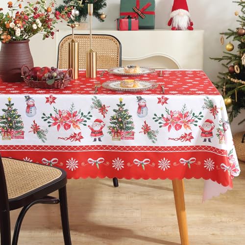 Weihnachtstischdecke, rechteckig, Polyester, abwischbar, wasserabweisend, festliche Tischdecke für Zuhause, Partys, und mehr, 140 x 180 cm von iEvery