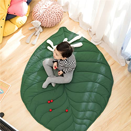 iFCOW Leaf Baby Spielmatte Kinderzimmerteppich, Blattform Baumwolle Säugling Bauch Zeitmatte Krabbelmatte Babyzimmer Dekor Kissen Maschinenwaschbar von iFCOW